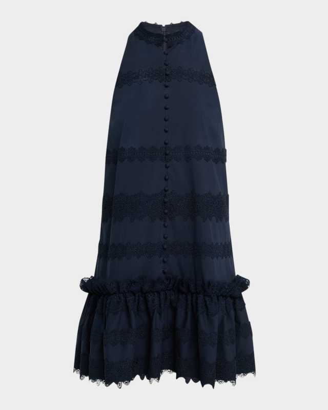 Malena Sleeveless Lace-Trim Mini Dress